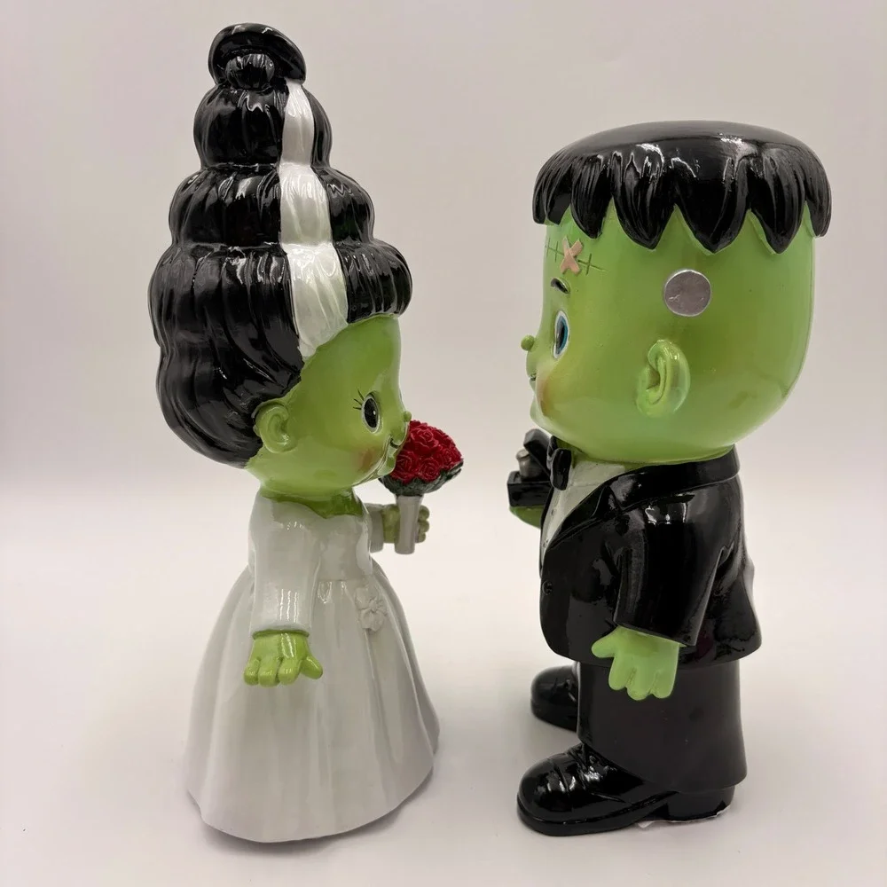 Frankenstein and Bride Wedding Proposal Resin Figurine Set Halloween Decor